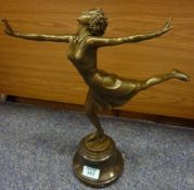 Bronze figure of a lady ice skating