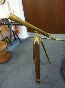 Norticalia brass telescope on wooden brass mounted tripod