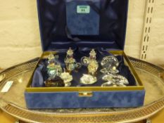 Swarovski crystal tortoise, cake stand, three clowns with instruments, swan and two oysters with