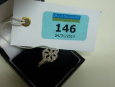 Diamond white gold flower ring hallmarked 9ct