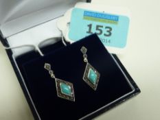 Turquoise and marcasite earrings stamped 925