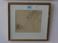 'Villeneuve', pencil sketch by Fred Lawson, titled and dated, March 29th 1922