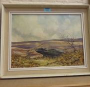 Yorkshire Moorland Scene, oil with impasto on board, signed and dated by John Freeman (19)75