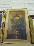 Still life chrysanthemums, oil on canvas board, signed by Ernest Cox, (Nottingham)