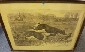 'The Altcar coursing meeting: Running for the Waterloo cup', print after Bouverie Goddard framed and