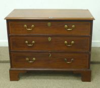 George III inlaid mahogany three drawer chest, W111cm