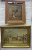 'Girl on Horse with Dogs' & 'Lotherton Hall Chapel 1906' two oils on panel signed J Lund
