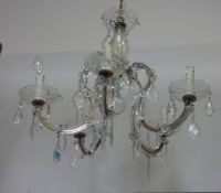 Glass mounted five branch Chandelier, 46cm
