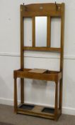 Early 20th Century light oak hall stand