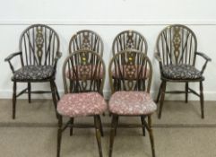 Set six (4+2) wheel back dining chairs