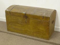 19th Century Continental dome top pine trunk, W115 x H66cm