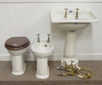 Victorian style bathroom suite by Adamez, including toilet, bidet, sink and pedestal