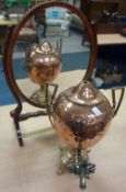 19th Century mahogany bathroom mirror and a copper samovar