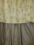 Pair of cream floral printed lined curtains 161cm x 136cm drop and a pair of modern silver lined