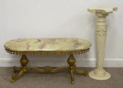 Onyx top table and wooden neo-classical style column