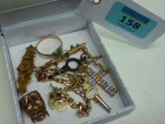 Turquoise ring, bar brooches, bracelet, cross pendants etc