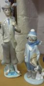 LLadro figure of a golfer and a Lladro figure of boy with dog