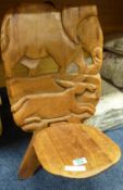Tribal carved folding chair