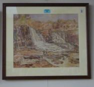 Aysgarth, watercolour signed by Fred Lawson
