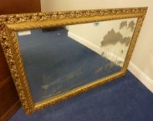 Modern gilt composite mirror engraved with horse and cart