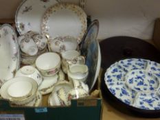 Spode plate, sugar bowl and dish, Royal Worcester sugar bowl, modern Chinese sectional dishes in