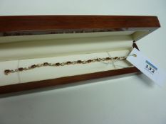 Garnet and diamond link bracelet stamped 375