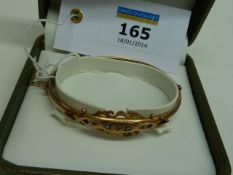 Edwardian diamond and sapphire hinged bracelet stamped 9ct