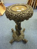 19th Century Bombay carved wooden plant stand, 74cm high