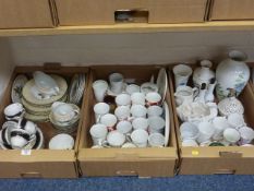 Collection of mugs, dinner wares and miscellaneous ceramics in three boxes