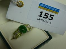 Jade, peridot and diamond ring stamped 925