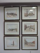 'Market Place Hull', 'Prince's Dock', 'Beverley' etc six prints signed in pencil by Roger Davis