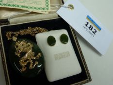 Jade pendant and ear-rings