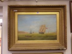 Navel Ships in an Estuary, 19th/20th Century oil on canvas unsigned 39cm x 60cm