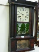 19th Century American rosewood cased wall clock, weight driven movement by Chauncey Jerome
