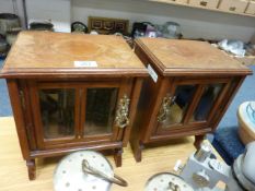 Edwardian pair of mahogany bevelled glass trinket cabinets