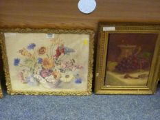 Still life of flowers, watercolour signed by P I Hibbert and a still life grapes and pipe, oil on
