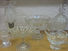 Royal Doulton cut crystal tea light holder with shade and another cut crystal candle holder, cut