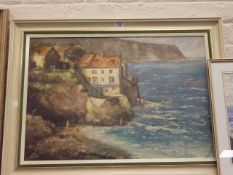 'Robin Hoods Bay' oil on canvas signed Len 'Leon' Peel and a watercolour by the same hand