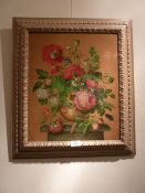 Still life of flowers in a vase, oil on panel, framed