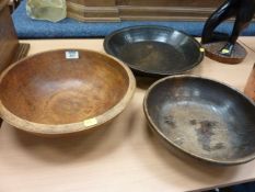 Three 19th Century turned wooden bowls