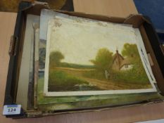 Landscape views, portfolio, early 20th Century watercolours by Fred Hines, Henry Readman, F C