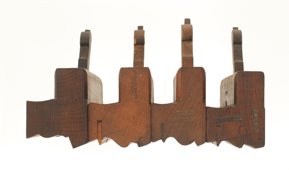 Four wide moulding planes by MOSELEY & SONS 2 1/4" to 2 1/2" (marks G+) G+