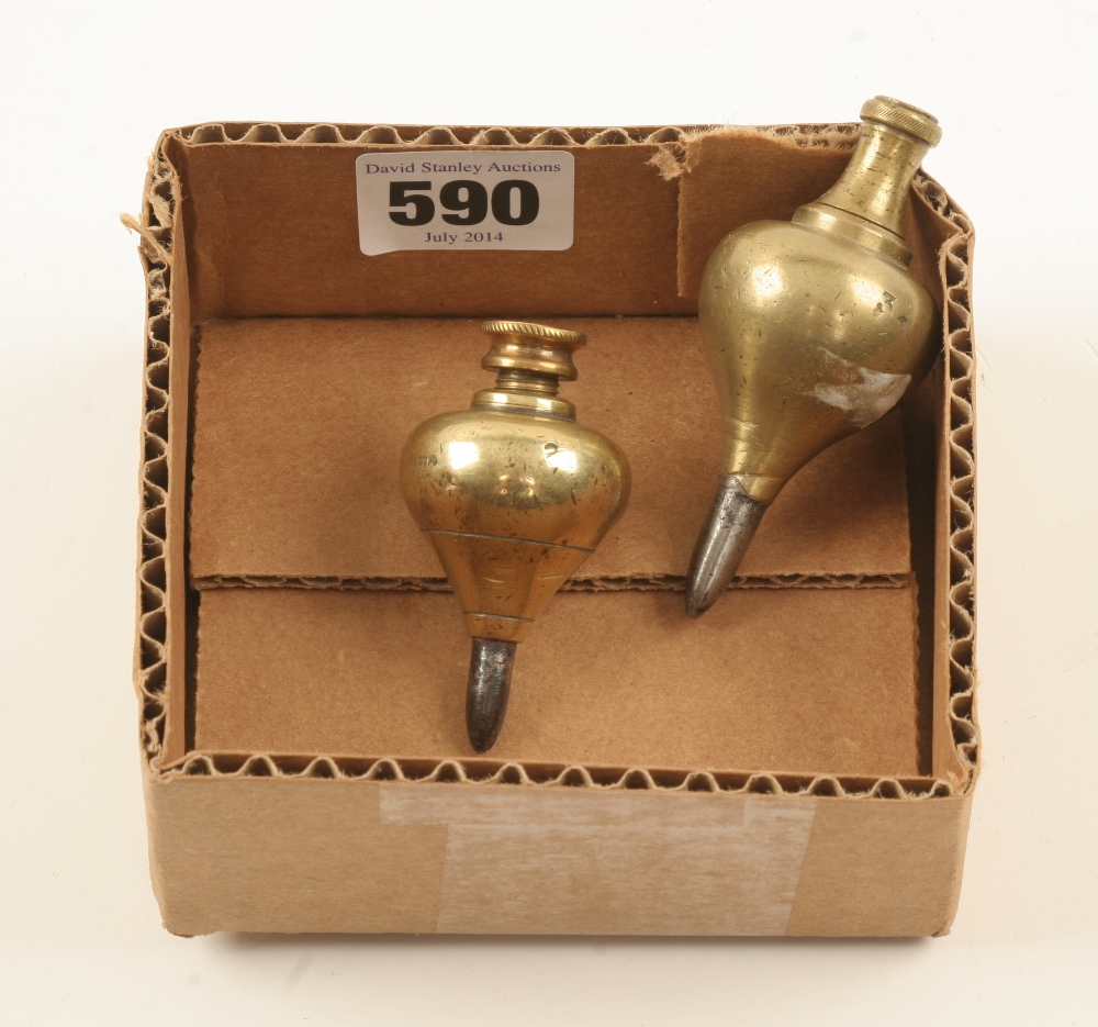 Two MARPLES brass plumb bobs G+