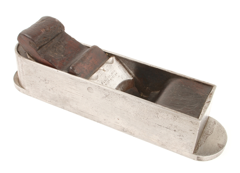 A rare 10"" d/t steel mitre plane by ARTHINGTON Manchester with protruding toe and heel with