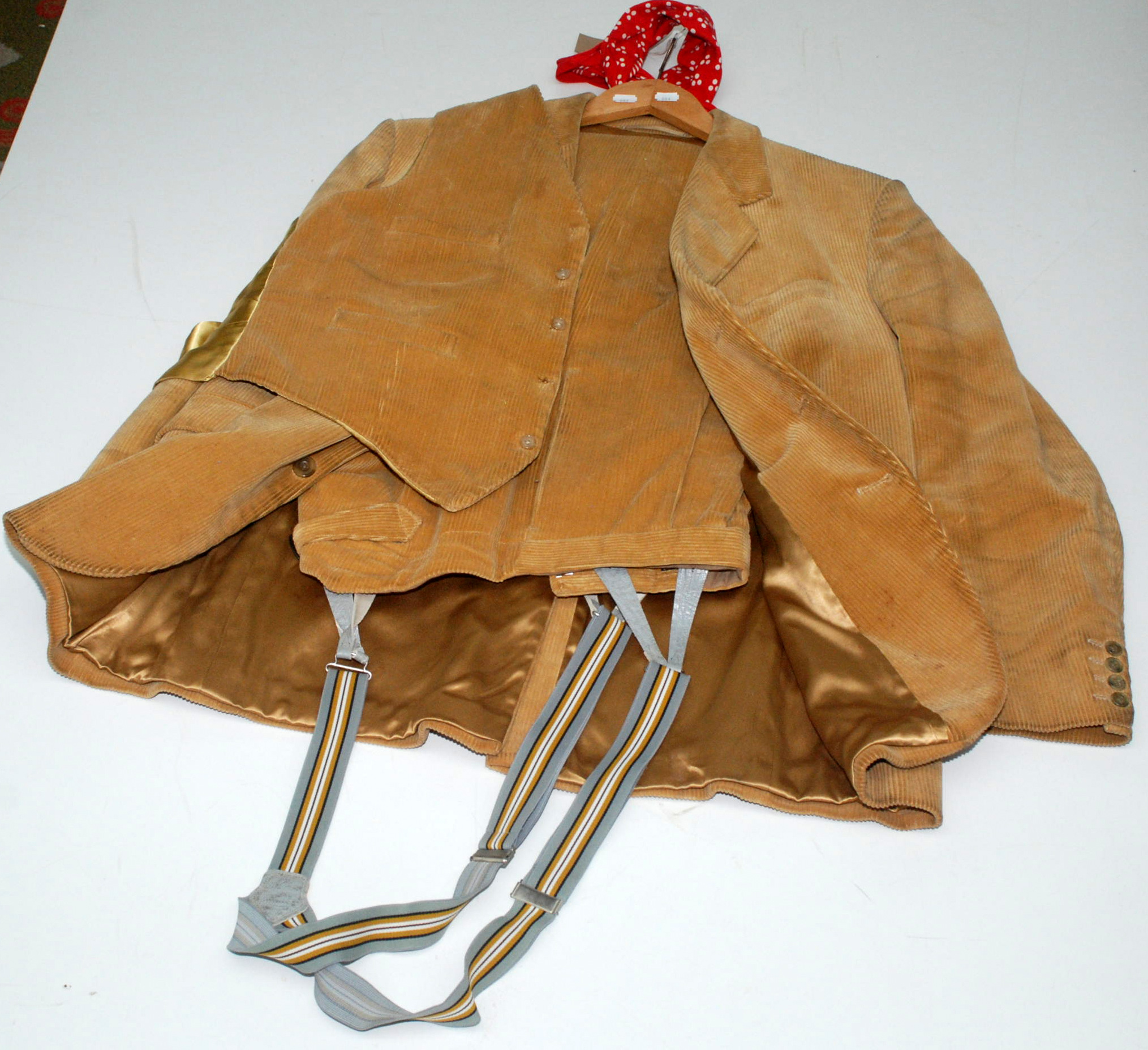 Chuderoy jacket, waistcoat and breeches. These were the property of Dudley Sutton the actor, in