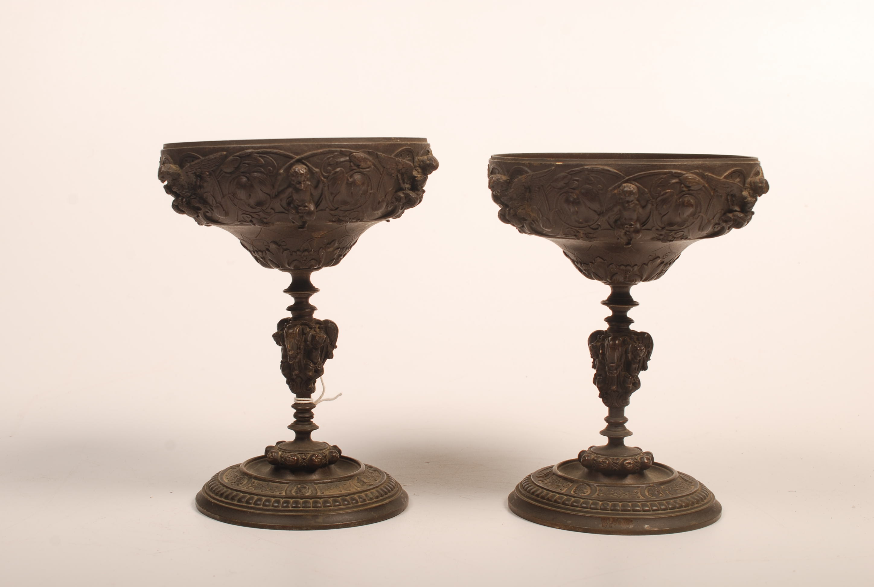 A pair of 19th century bronze Italianate cups.