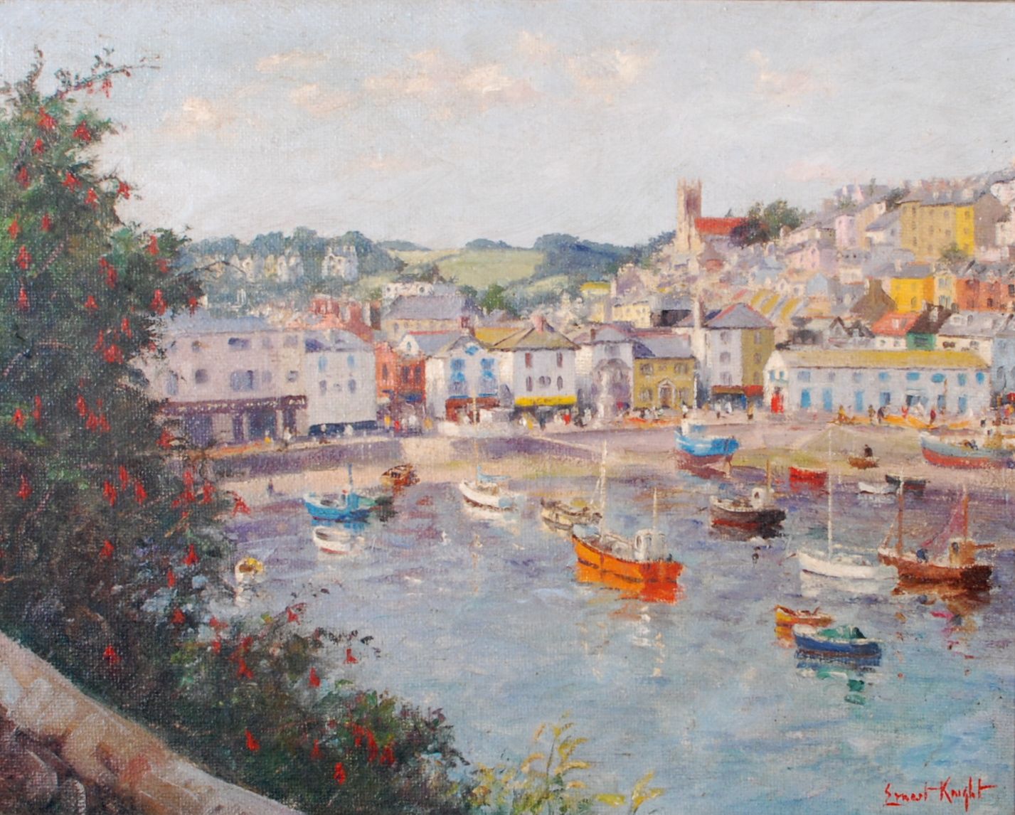 ERNEST KNIGHT
Brixham from the Coastguard
Oil on canvas
Signed
Further signed inscribed 
and dated