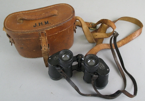 Carl Zeiss Jena binoculars, Deltrentis 104730, 8 x 30, with leather strap in brown leather case