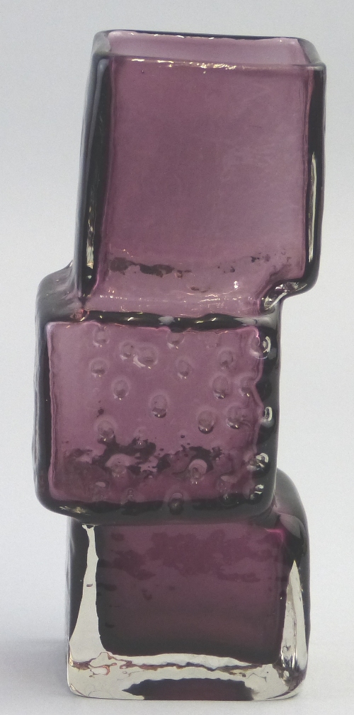 A Whitefriars drunken bricklayer vase, in amethyst, 20.5cm high