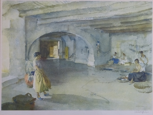 After William Russell Flint (20th Century), a colour print ""Ladies in a Spanish Cellar"", signed